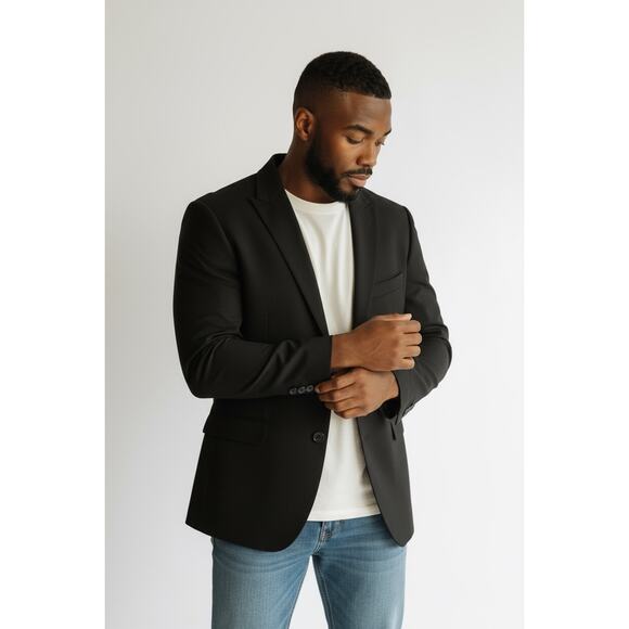 Men’s Altos Stretch Sport Coat Blazer Business Casual Office wear Corpcore Black - Picture 1 of 7